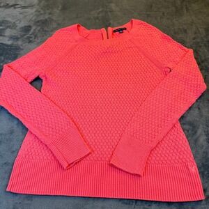 American Eagle Outfitters Coral Textured Knit Zipper Back Sweater Women's Large